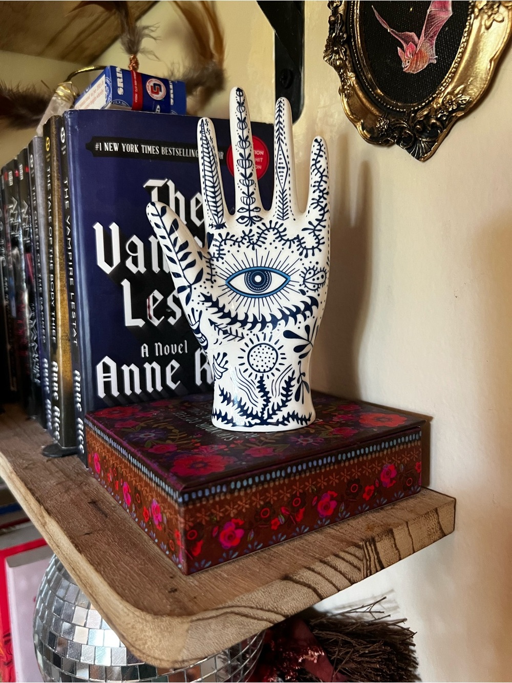 Hand-Painted Blue and White Decorative Ceramic Hand - Home Art Accent